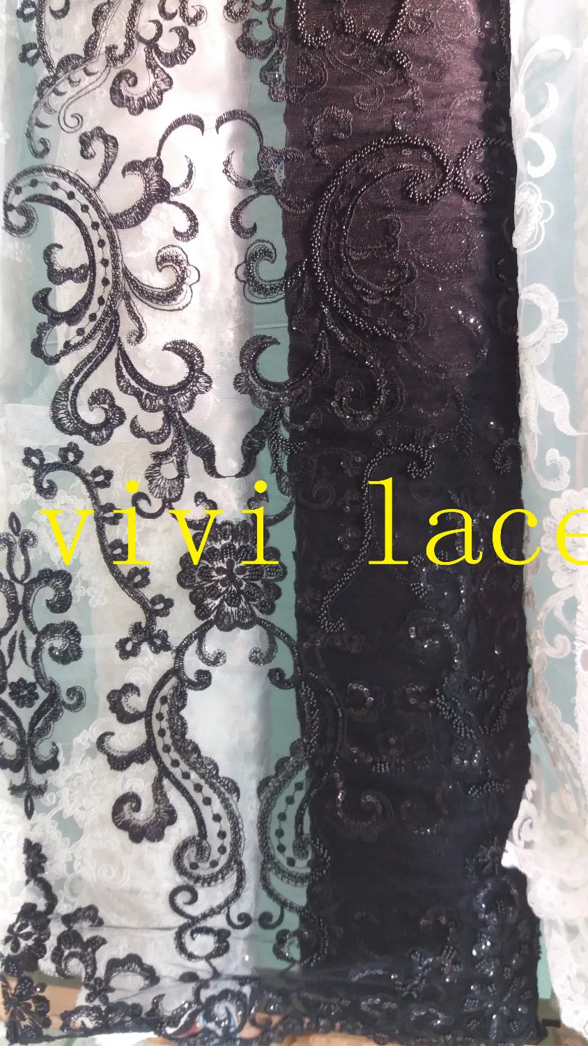 

Vv002 черные/белые блестящие бусины, хорошее качество, вышивка, французское Тюлевое Сетчатое кружево для свадьбы