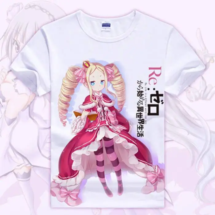 Re:Zero kara Hajimeru Isekai Seikatsu Emilia Футболки с принтом Rem Ram короткими рукавами и круглым