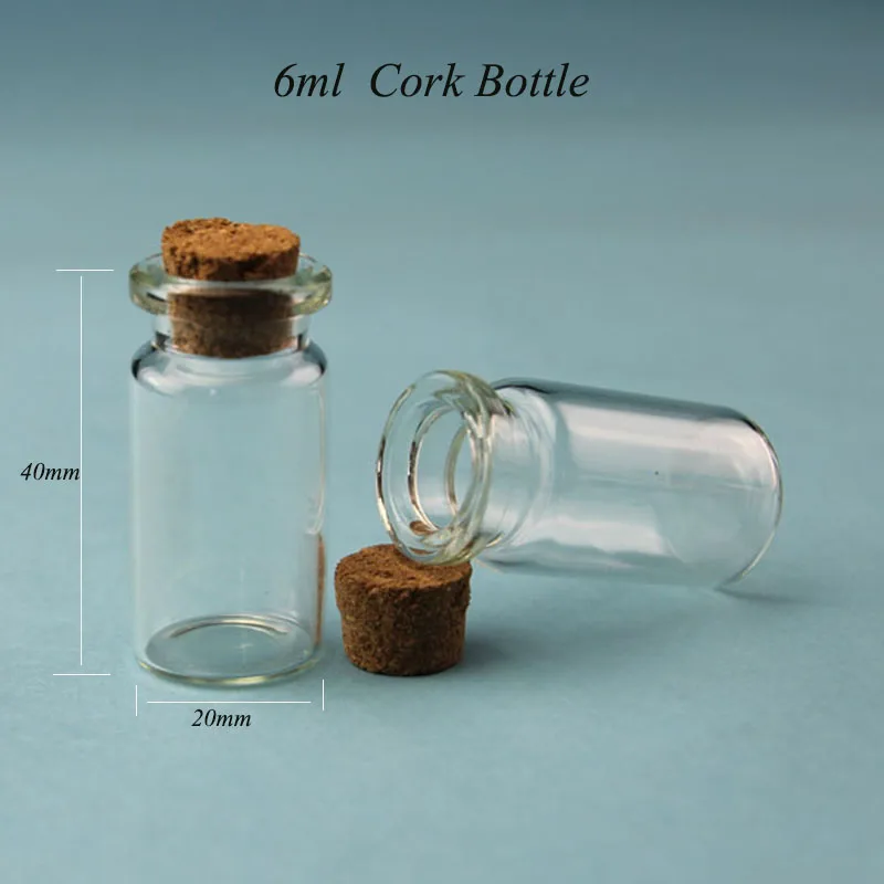 20 шт./лот продвижение 6 мл Стекло Корк бутылки мини образец флакон малый 1/5 унц. jar