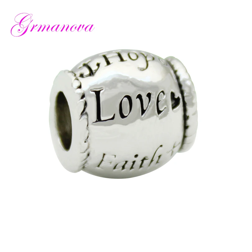 

Бесплатная доставка, Шарм-бусины Faith, Круглый амулет love has hope, оригинальный фирменный дизайн, подходит для браслета Pandora, ожерелье