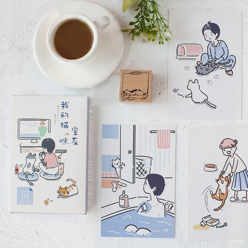 28 листов/набор бумажная открытка Мой друг и милая кошка Lomo поздравительная