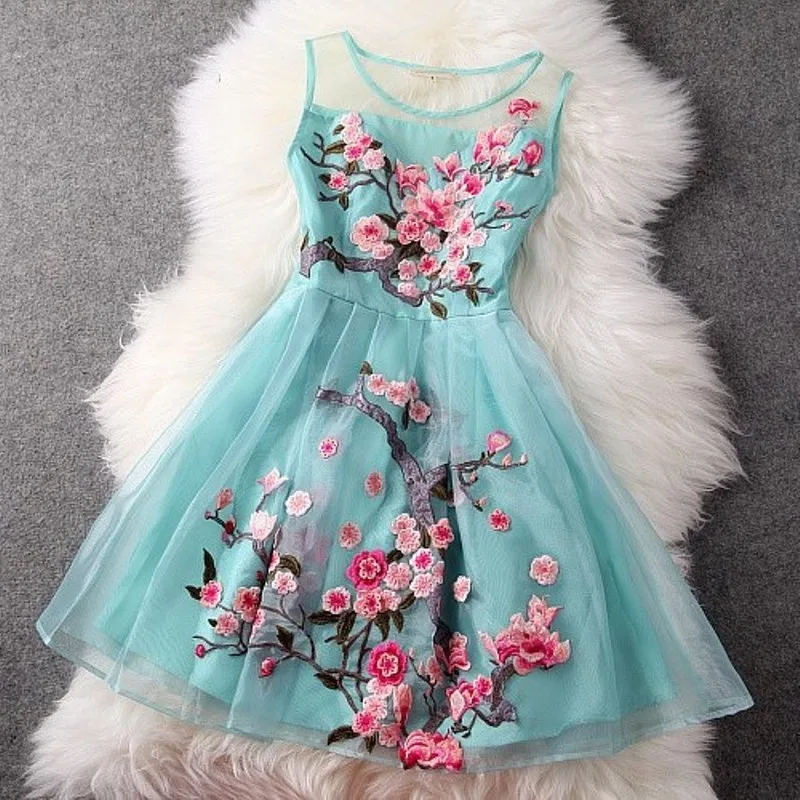 woman party dress 2018 new High quality summer embroidery Retro clothing Slim elegant Flower Dress XL XXXL free shipping dresses | Женская