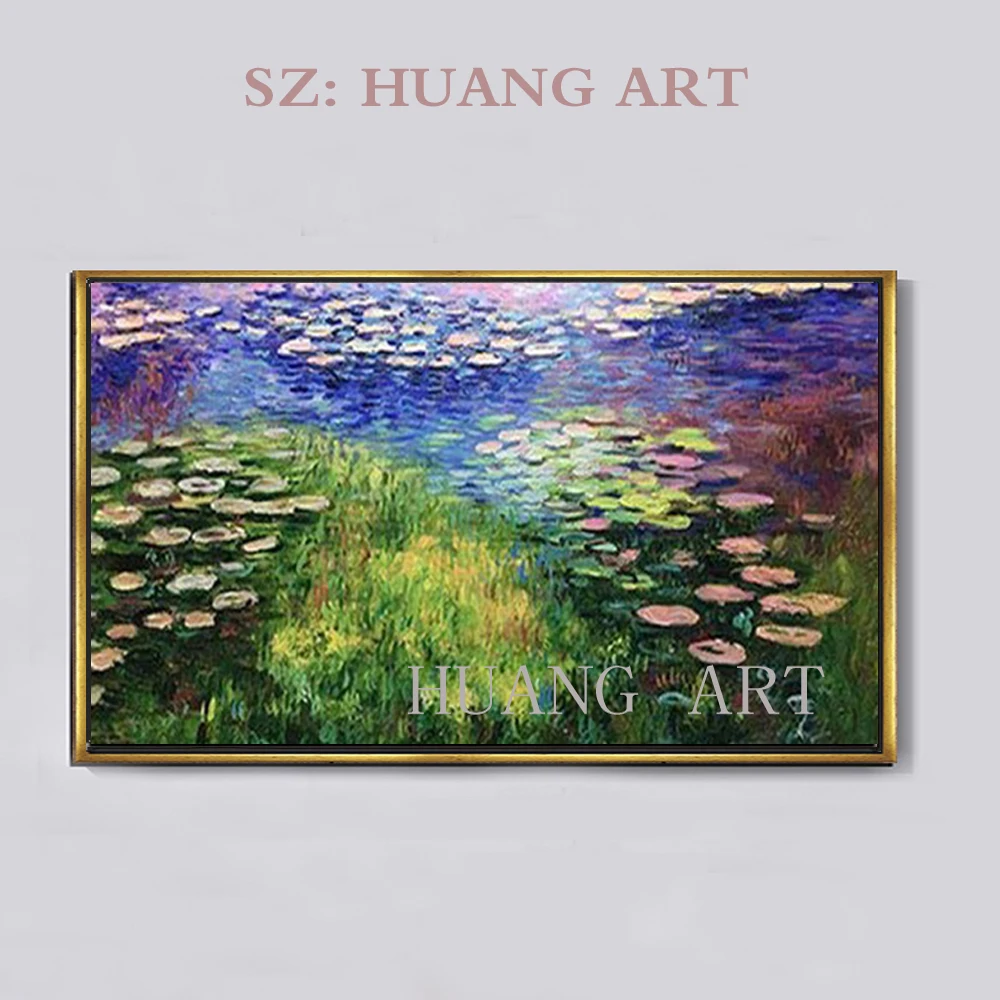 

French painter famous water lily Claude monet painting hand-painted oil painting abstract decorative study hall sofa