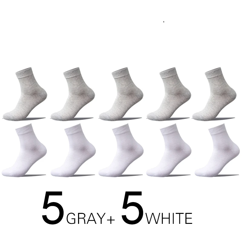 5 gray 5white Мужские носки s 100 хлопок стиль осень зима размера плюс теплые носки мужские 10 пар бизнес платье длинные носки для мужчин подарок - Цвет: 5 gray 5white