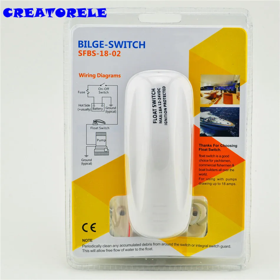 

BS-18-02 12V 18A or 24V 10A Universal Float Switch Protection Marine Automatic bilge pump transfer