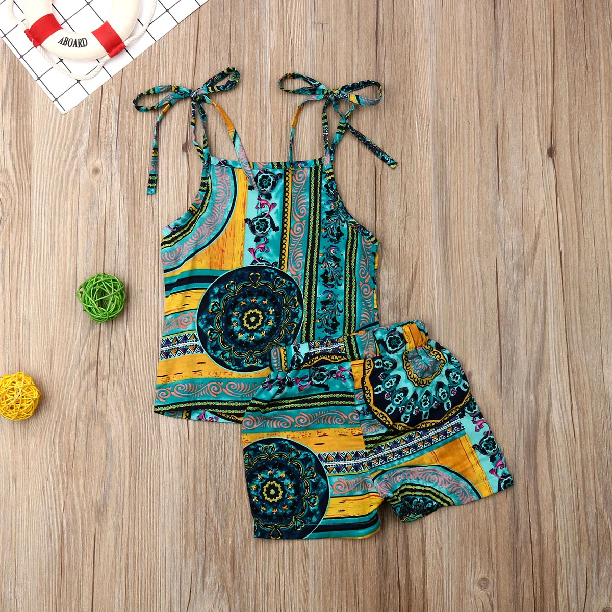 Летняя детская одежда для маленьких девочек из 2 предметов топы без рукавов с