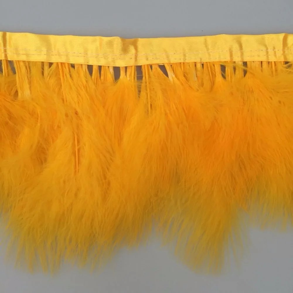 gold yellow marabou feather ribbon fringe strip 4yard trim 4-6&quot turkey fringing for dresses clothing party decoration | Дом и сад