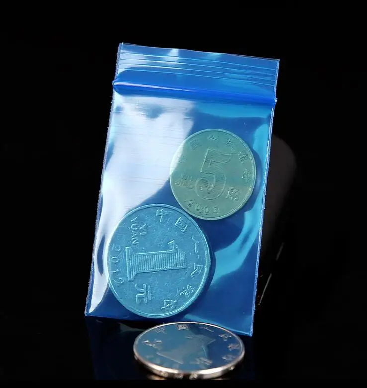 HARDIRON 500 шт, пять цветов, красный, желтый, синий, зеленый, оранжевое на молнии, герметичный пакет для хранения ювелирных изделий, пластиковая посылка Pouchs - Цвет: blue