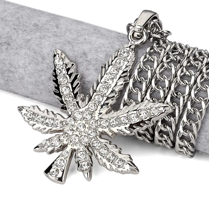 Высококачественные травы кусок листа хип-хоп Ожерелья для мужчин мужские Для