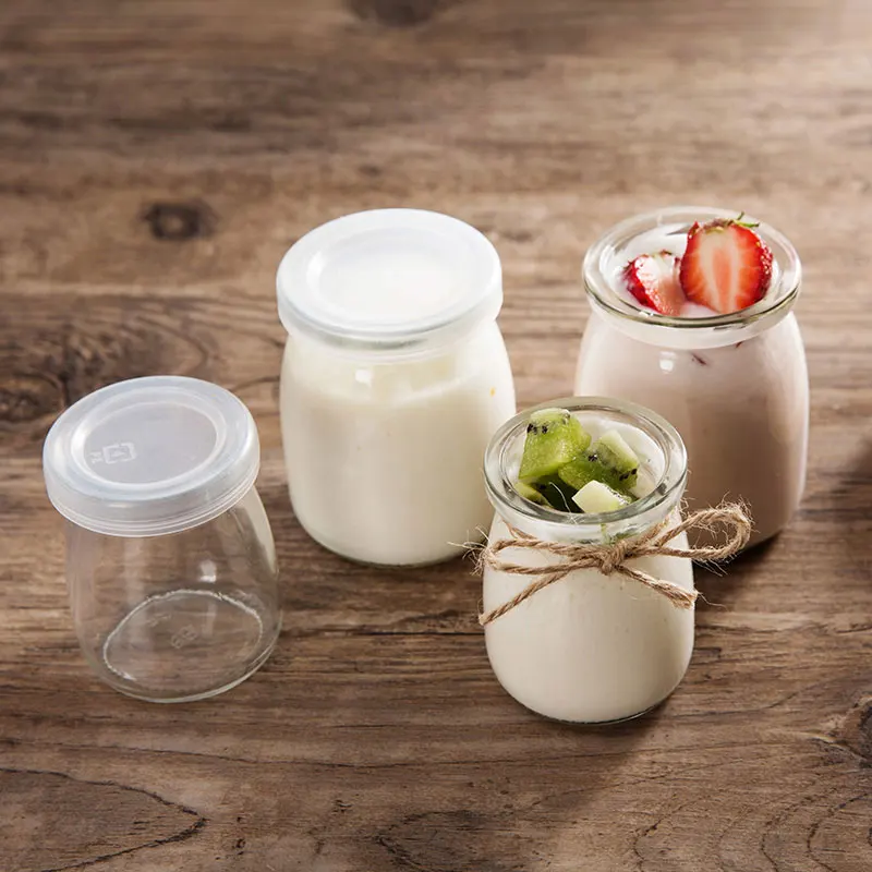 Yilala Pudding Cup Glass Bottle for Dessert Mini Yogurt Mug Creative Mousse Bottles with Lid 4 Pieces Per Set | Дом и сад
