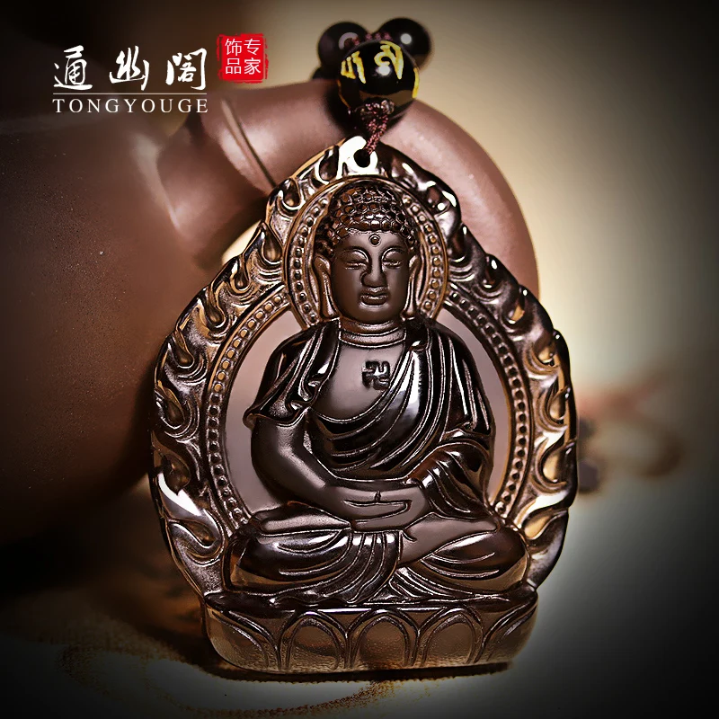 Натуральный ледяной обсидиан кулон Amitabha Будда мужская и женская Собака свинья