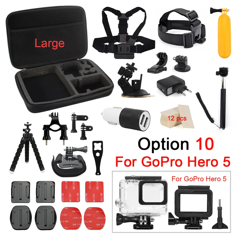 Option 10 Набор аксессуаров для Gopro go pro hero 6 5 4 3 комплект крепления для SJCAM для xiaomi mijia для yi 4k eken h9 Экшн-камера - Цвет: Option 10