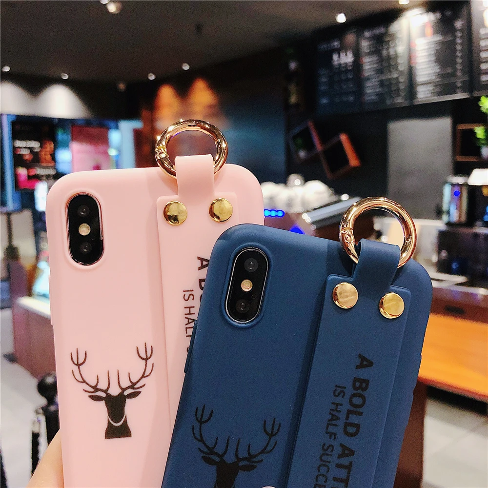 Высокое качество кольцо ремешок чехол для iPhone X XS MAX XR простой Олень 7 8 6 S Plus Мягкий