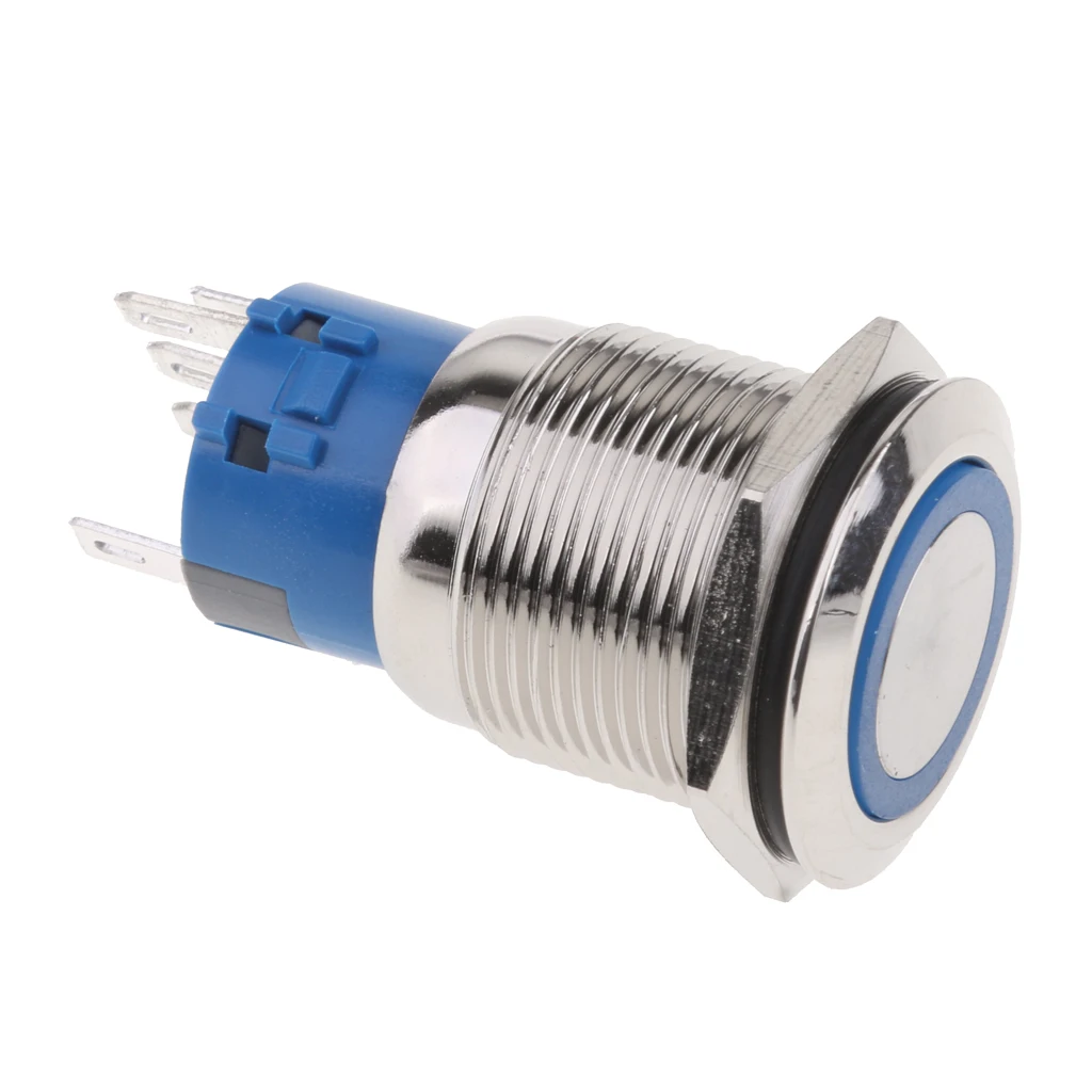 19 мм синий светодиодный металлический кнопочный переключатель Мгновенный