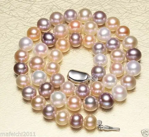 Огромный размер 18 дюймов 8-9 мм натуральный цвет Южная море белый фиолетовый