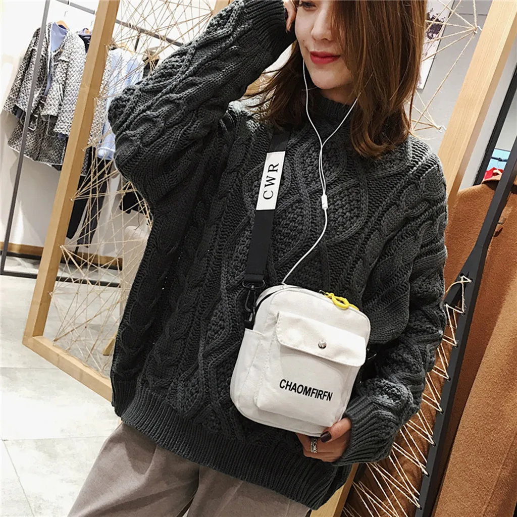 

Canvas Shoulder Crossbody Bag For Women Pure Color Casual Tote Outdoor Handbag Zipper Messenger Bags sac main femme#35