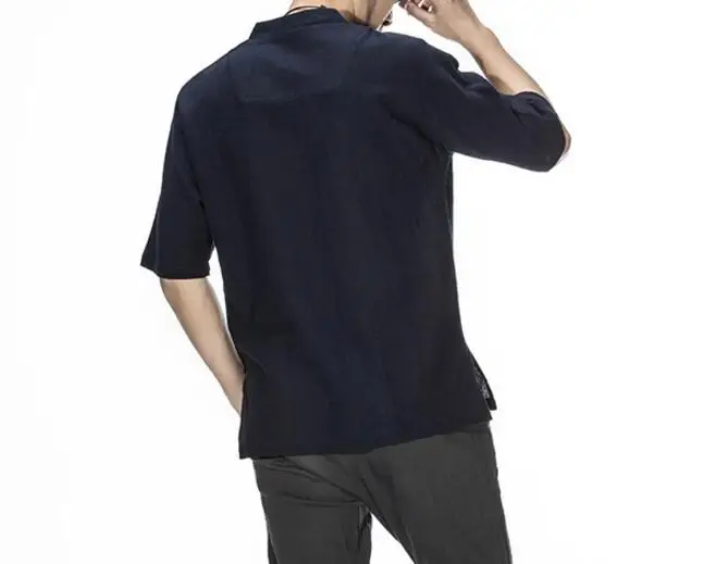 Футболка мужская с v-образным вырезом Модная тонкая свободная винтажная льняная