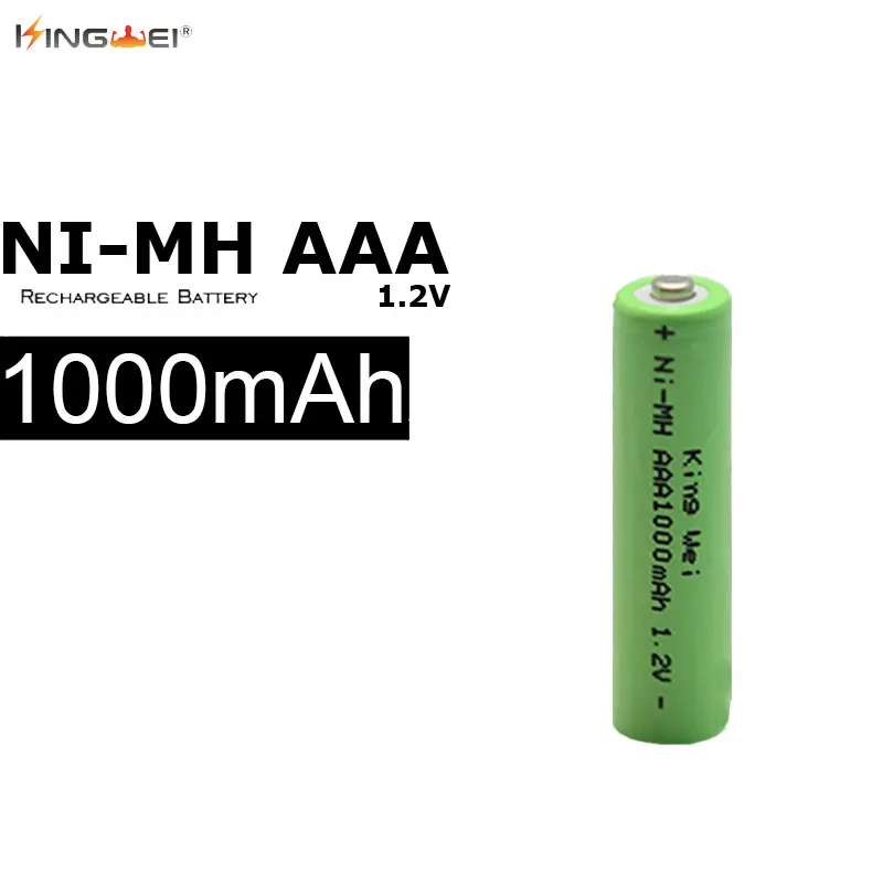 4 шт. KingWei зеленый AAA 1 2 v Ni-MH аккумуляторные батареи реальная емкость 1000mAh батарея |