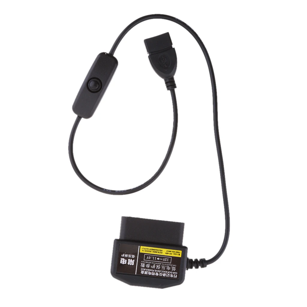 1 шт. 5 в OBD II USB кабель питания 16Pin OBD2 разъем автомобильное зарядное устройство для камеры телефона DVR gps черный 475 мм