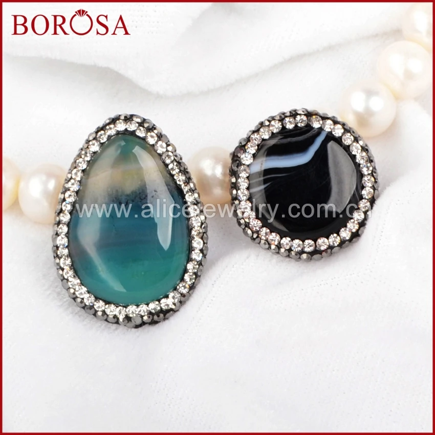 BOROSA Геометрия оникс Хрустальная Друза бусины из жеоды разной формы CZ выложенная