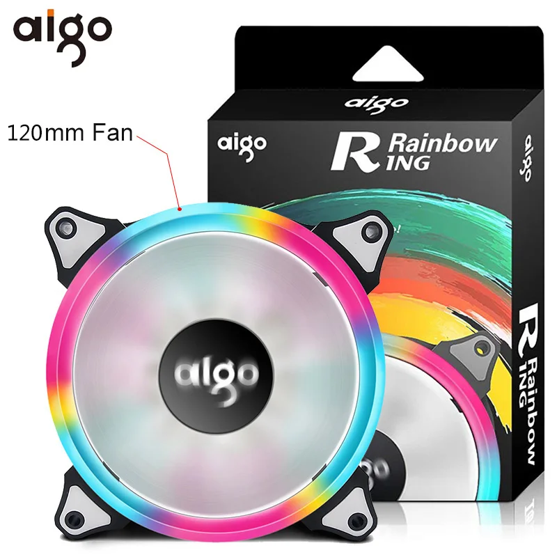 Aigo RGB 140 мм Корпус для ПК Вентилятор Кольцо &quotАврора&quot Радужные вентиляторы
