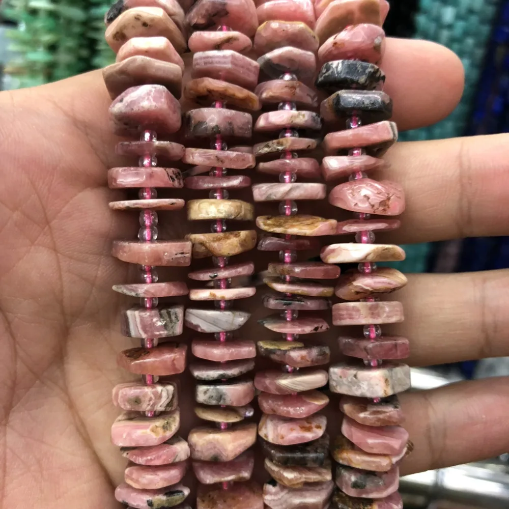 Wholesale 3strings 15.5&quot Natural Rhodochrosite Beads Coin Chip Nugget Bead Rhodonite Stone Gem Jewelry Making | Украшения и