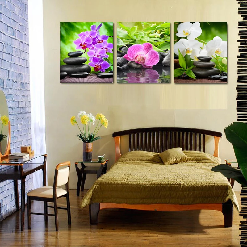 3 Панели картины на холсте цветочный узор Холст Картина Настенная картина