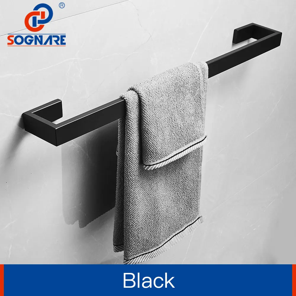 Black Matte SOGNARE черная матовая вешалка для полотенец кронштейн для банных полотенец Настенная одна вешалка для полотенца Держатель полотенец 304 из нержавеющей стали аксессуары для ванной комнаты - Цвет: Black Matte