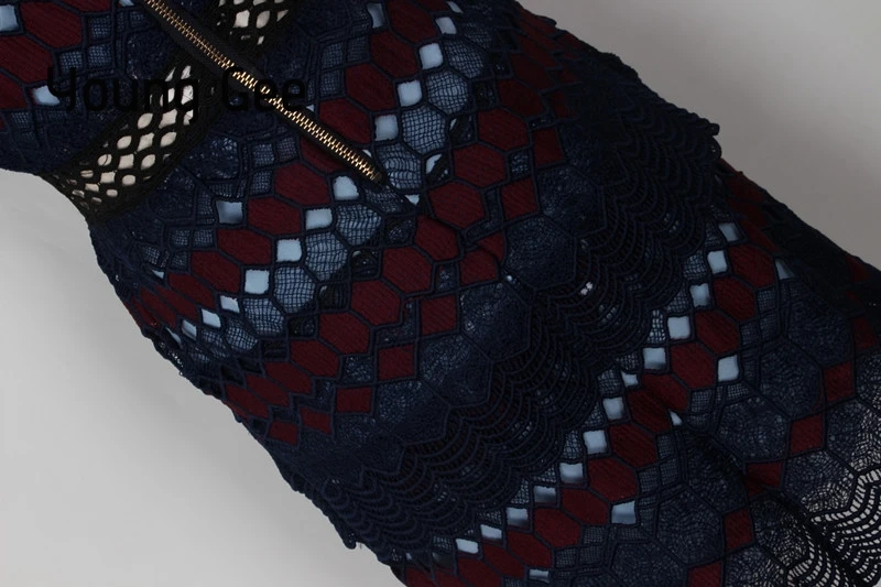 Young Gee женское кружевное подиумное платье модное элегантное геометрическое с