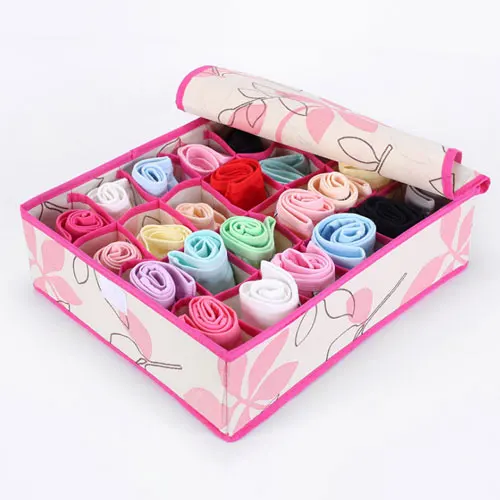 10 4pcs Multi-size Bra Underwear Organizer Foldable Home Storage Box Non-woven Wardrobe Drawer Closet Organizer For Scarfs Socks - Цвет: 10