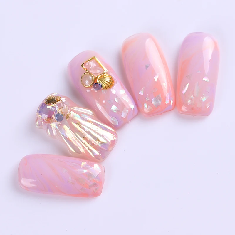 Colorful Mixed Nail Acrylic Rhinestones Flat Bottom Clear Multi-size Alloy Metal Frame Shell Manicure 3D Art DIY Decoration | Красота и