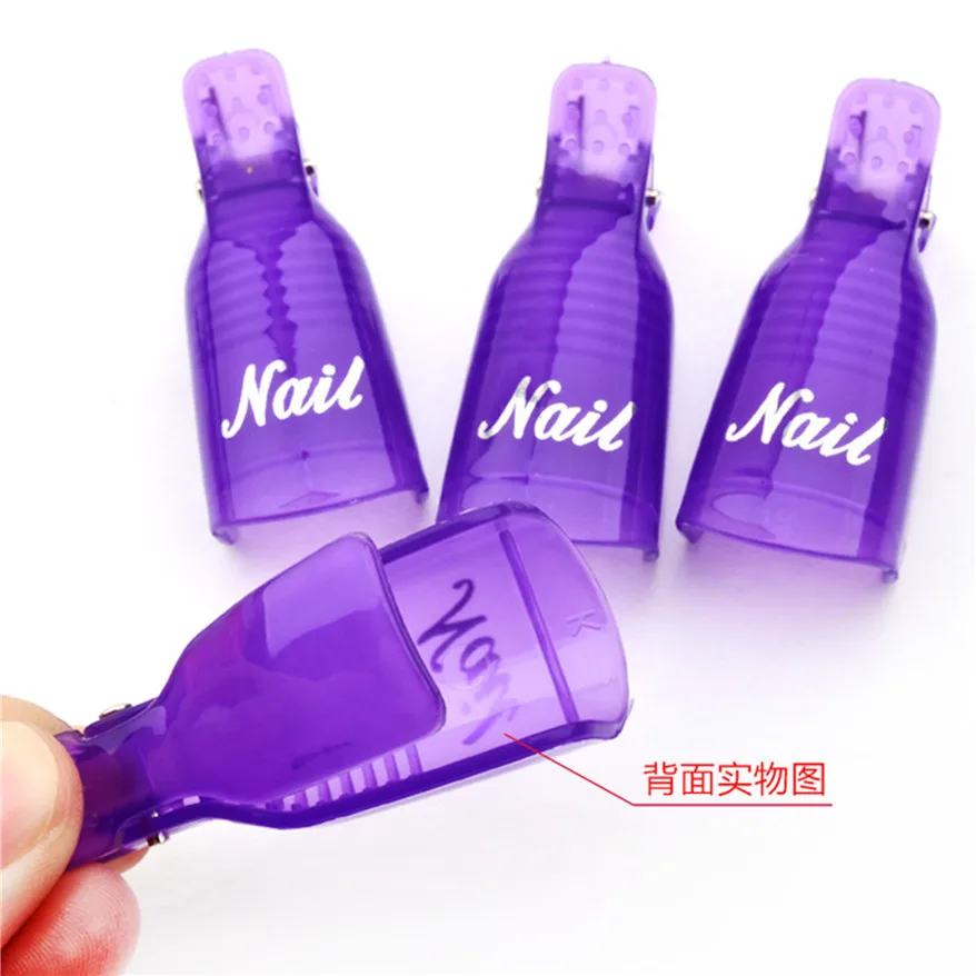 3Colors 10PC Plastic Nail Art Soak Off Cap Clip UV Gel Polish Remover Wrap Tool Caps For Non-slip design remover | Красота и здоровье