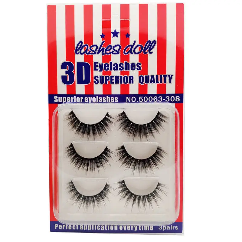 Beautypapa 3 пары ручной работы накладные ресницы из меха норки 3D натуральный крест
