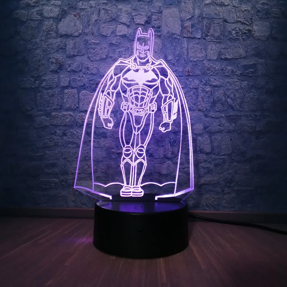 Marvel фигурка Бэтмен ночной Светильник 3D LED Настольная лампа Детские прикроватные