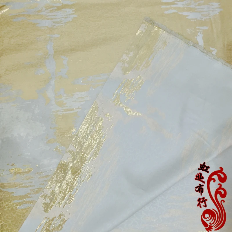

High-grade gold jacquard fabric skirt dress golden graffiti fresh wind