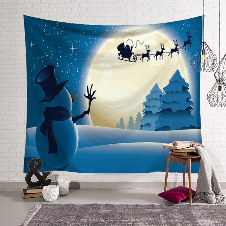 Merry Christmas Wall Tapestry 3d Santa Claus Deer Snowman Printing Kids Room Decor Xmas Hanging Present Gift Farmhouse | Дом и сад