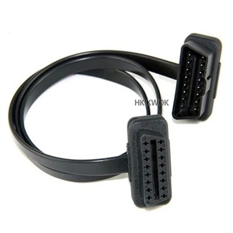 60 см плоский тонкий как лапша кабель OBD OBD2 OBDII 16Pin штекер гнездо диагностический