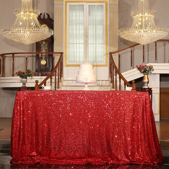 Red 48by72inch скатерти с пайетками ткань серебряная скатерть Рождественская свадебное Великолепное платье с блестками скатерть/Накладка/Обложка-ar - Цвет: Red