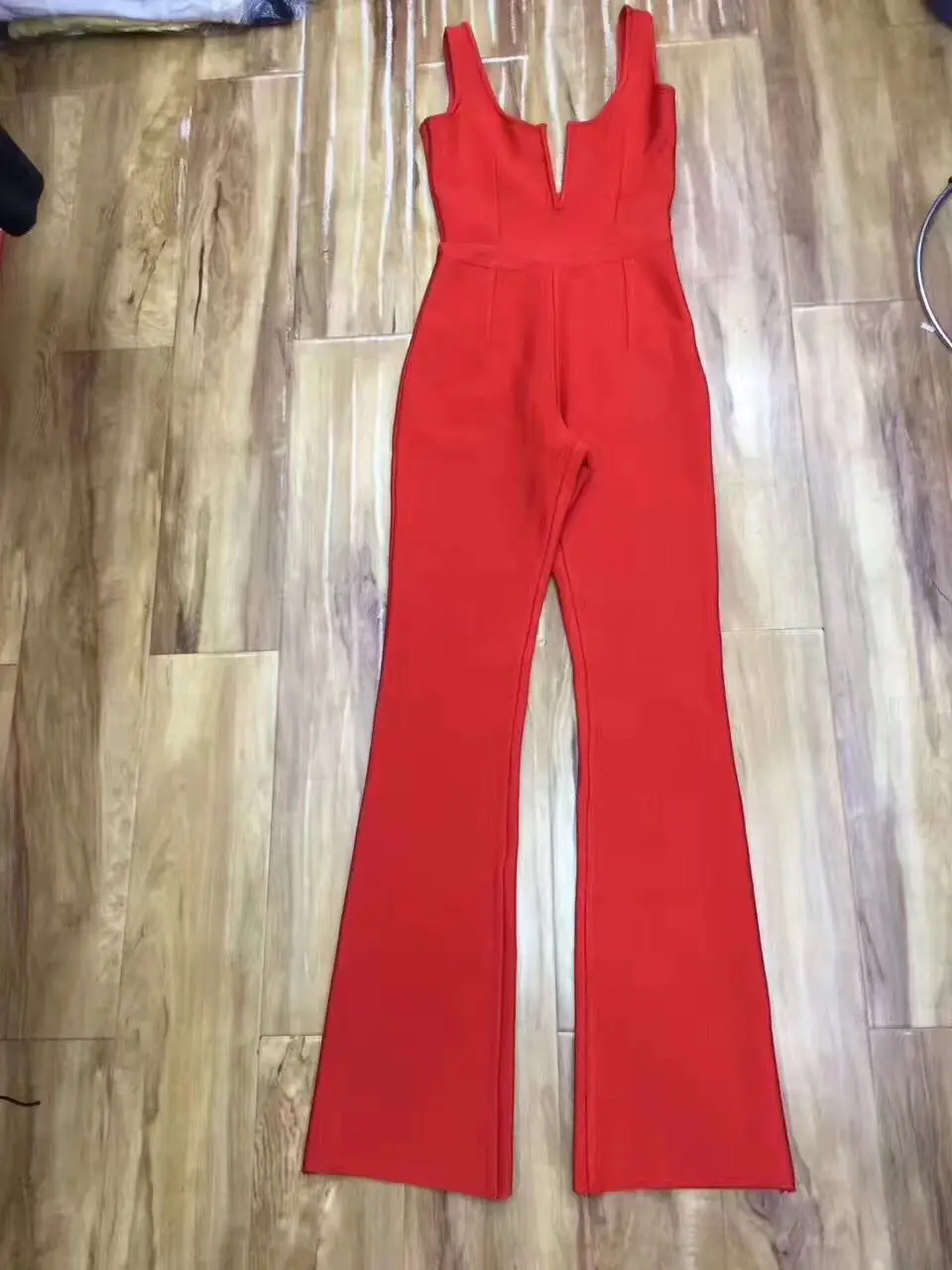 Высокое качество Красный Bodycon бинты комбинезон полной длины Сексуальная знаменитости Высокое качество Вечерние комбинезон