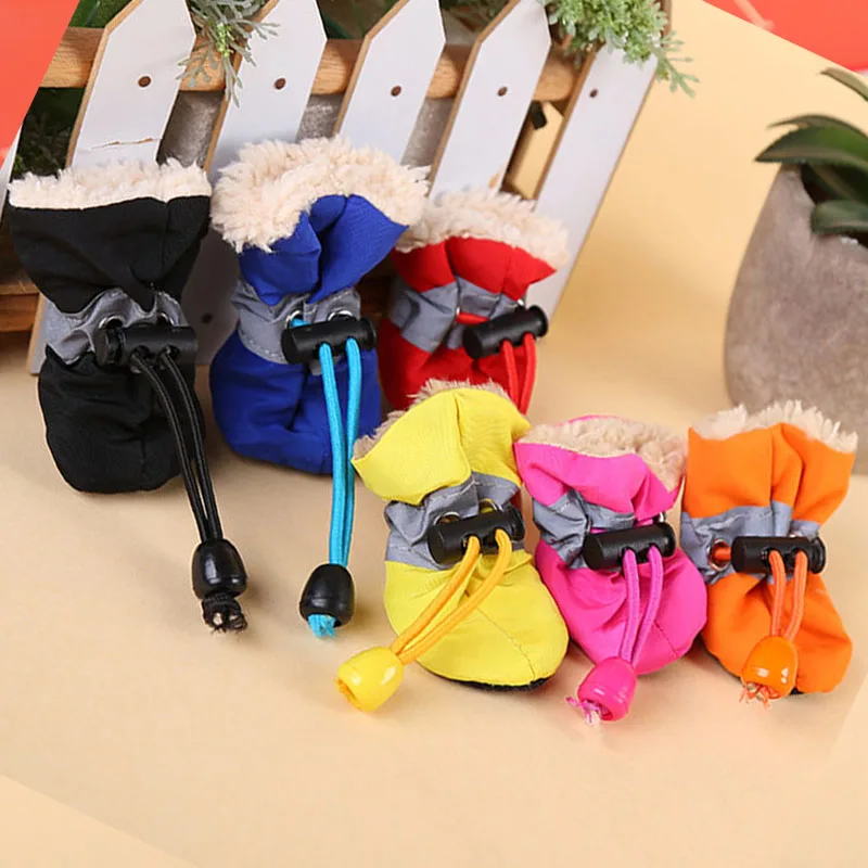 Обувь для собак теплая обувь пинетки нескользящая водонепроницаемая маленьких