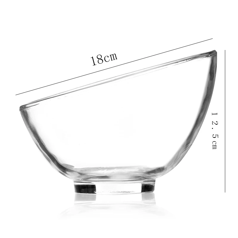 Упаковка из 2 шт салатная миска с прозрачной косой срез чаша прочного стекла