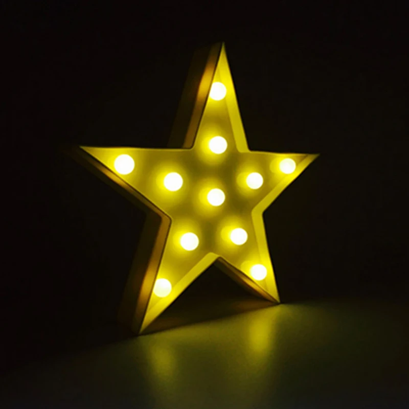 Yellow Star Детская лампа, светодиодный ночник, полумесяц, облако, звезда, настольные лампы для вечеринки, дня рождения, спальни, настенные, для детской комнаты, свадебные украшения - Испускаемый цвет: Yellow Star