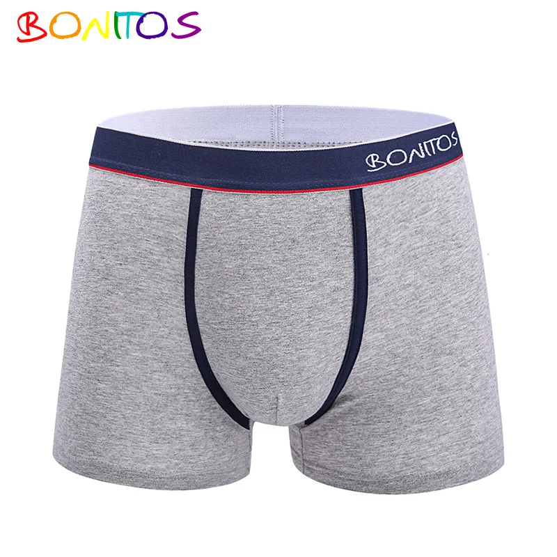 BONITOS, Топ бренд, трусы, мужское нижнее белье, боксеры, шорты, хлопок, мужские боксеры, одноцветные, мужские мягкие трусы, нижнее белье, Cueca, боксеры для мужчин s - Цвет: B3 Light Grey