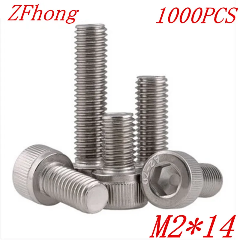 

1000PCS DIN912 m2*14 m2 x 14 stainless steel hex socket cap head screw
