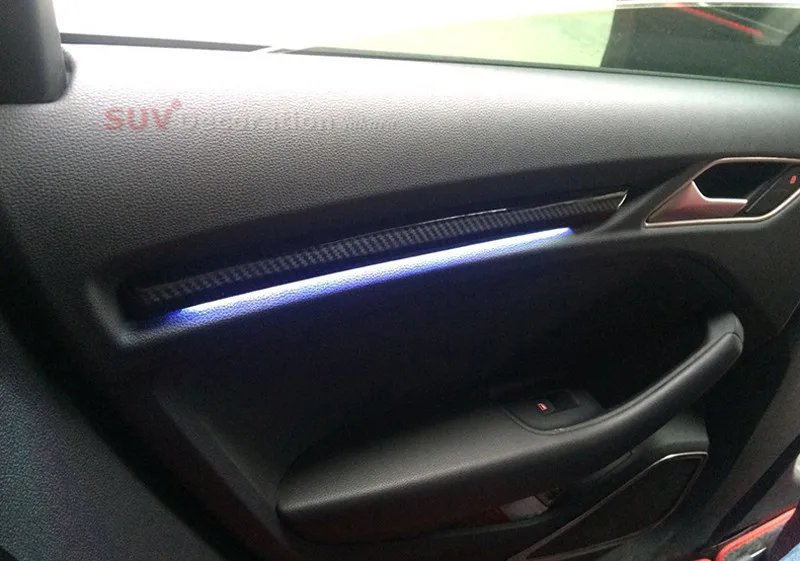 Для Audi A3 8 В 2012 2013 аксессуары для интерьера с светодио дный Пластик интерьер автомобиля украшение для двери отделкой 4 шт