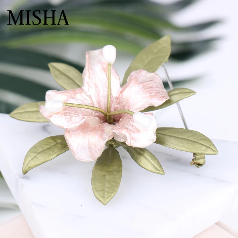 Brooch MISHA, Новая Винтажная брошь в форме цветов, булавки для женщин, свадебная брошь с натуральным пресноводным жемчугом, высокое качество, ручная работа, 2403 - Окраска металла: Brooch