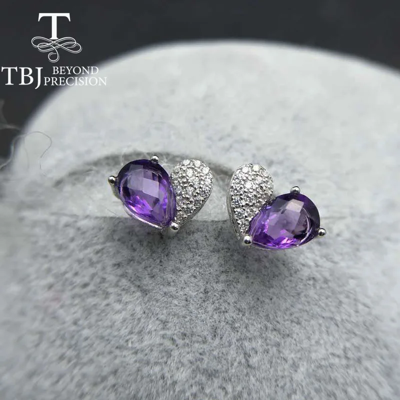 TBJ серебряные серьги 925 пробы с натуральным аметистом brio cut pe5 * 7 1.5ct nautral гранатовая