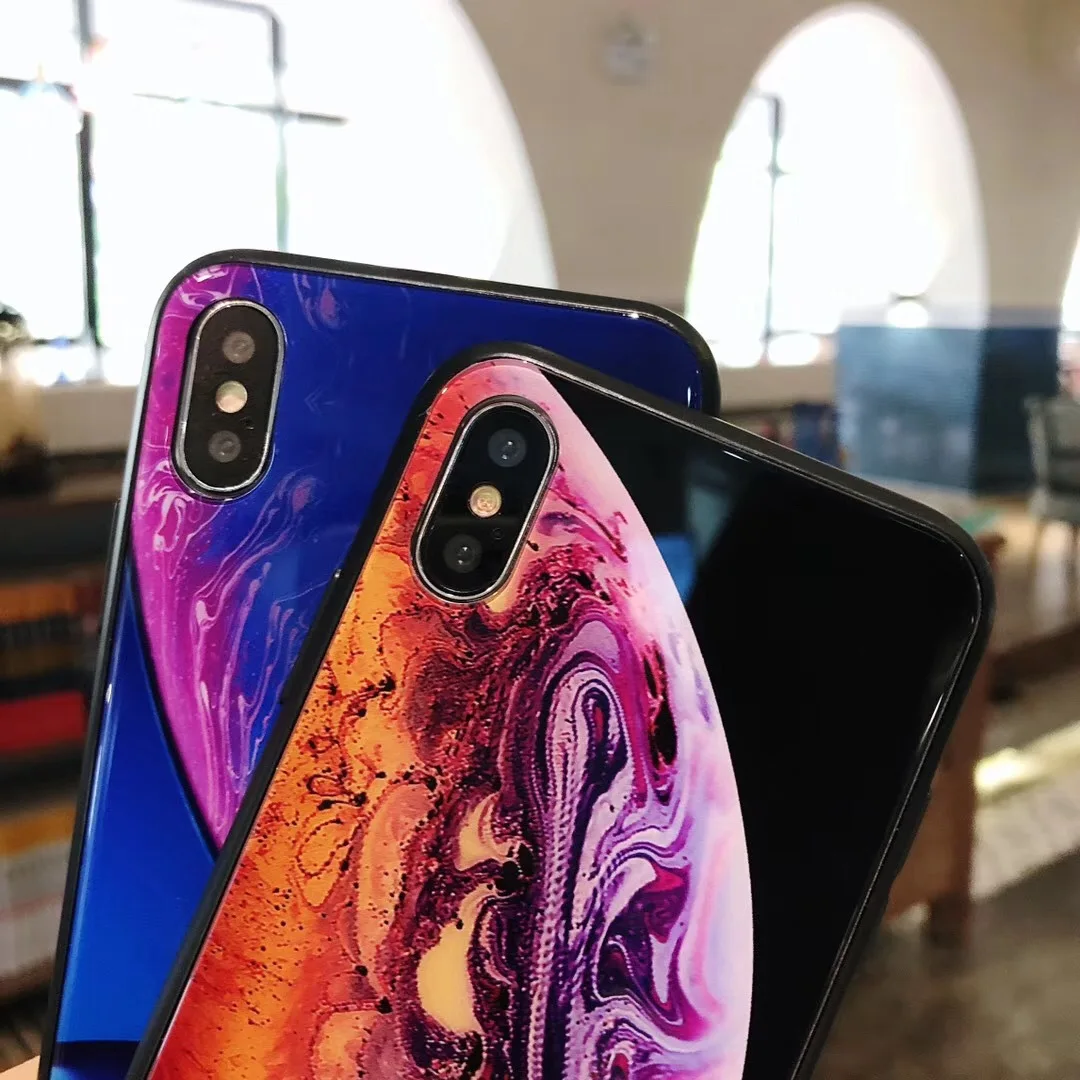 Закаленное Стекло чехол для iPhone XS Max XR случае Роскошные звезда пространство