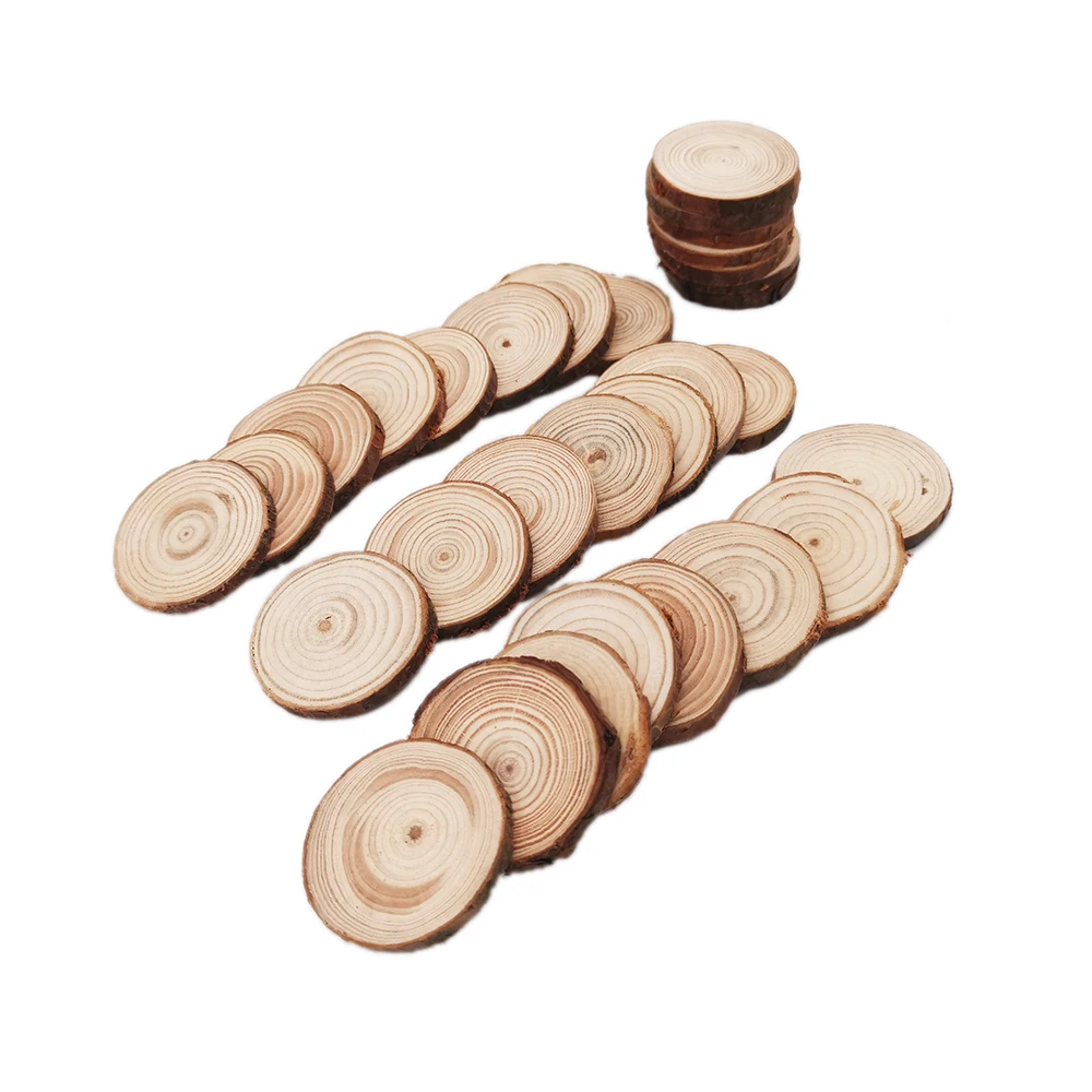 100pcs 3-4cm Natural Wood Slices Craft Wood Kit Wooden Circles Great for Arts and Crafts Christmas Ornaments DIY Crafts