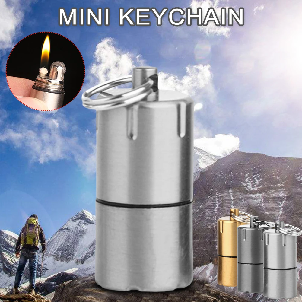 Мини компактная керосиновая зажигалка, брелок для ключей, капсула, бензиновая зажигалка, надувной брелок, бензиновая зажигалка, инструменты для улицы